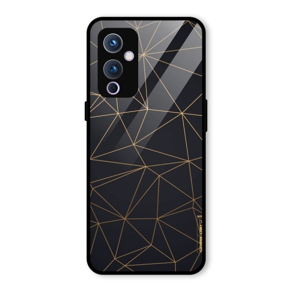 Black Golden Lines Glass Back Case for OnePlus 9