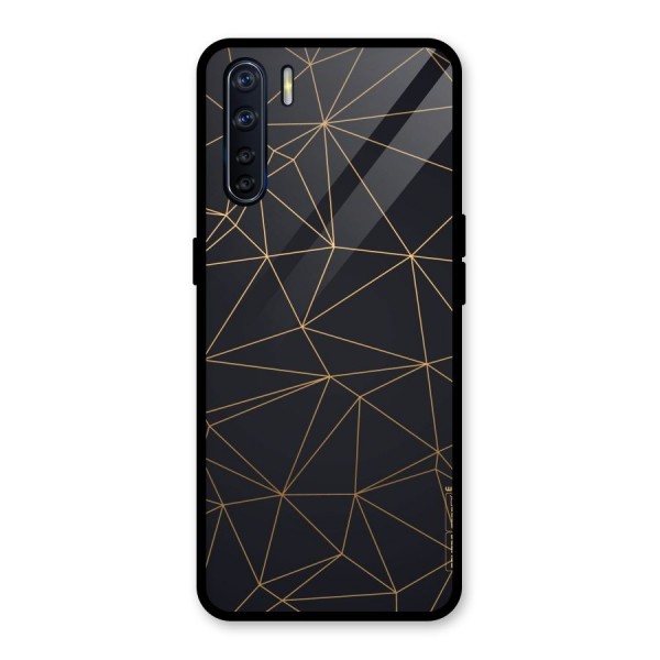 Black Golden Lines Glass Back Case for Oppo F15