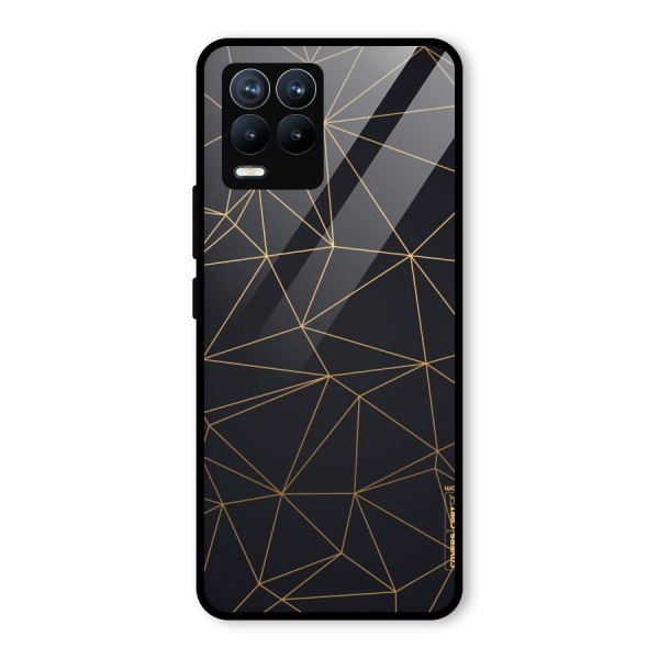 Black Golden Lines Glass Back Case for Realme 8