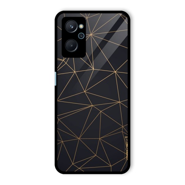 Black Golden Lines Glass Back Case for Realme 9i