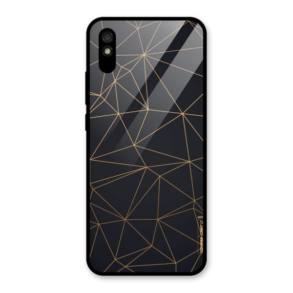 Black Golden Lines Glass Back Case for Redmi 9A