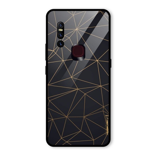 Black Golden Lines Glass Back Case for Vivo V15