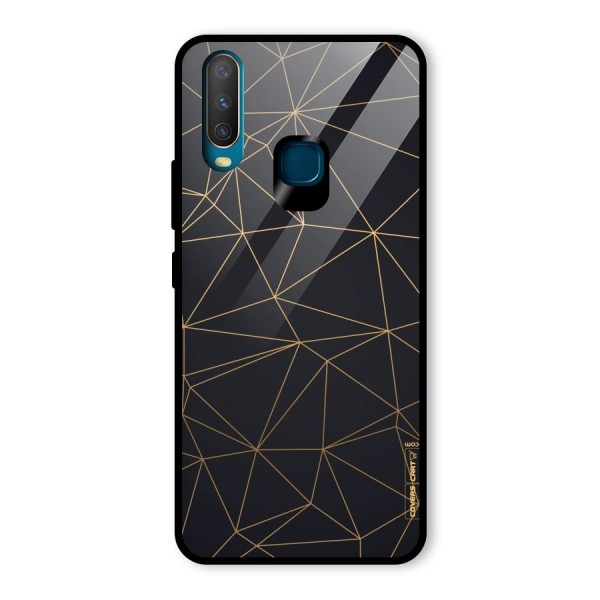 Black Golden Lines Glass Back Case for Vivo Y12