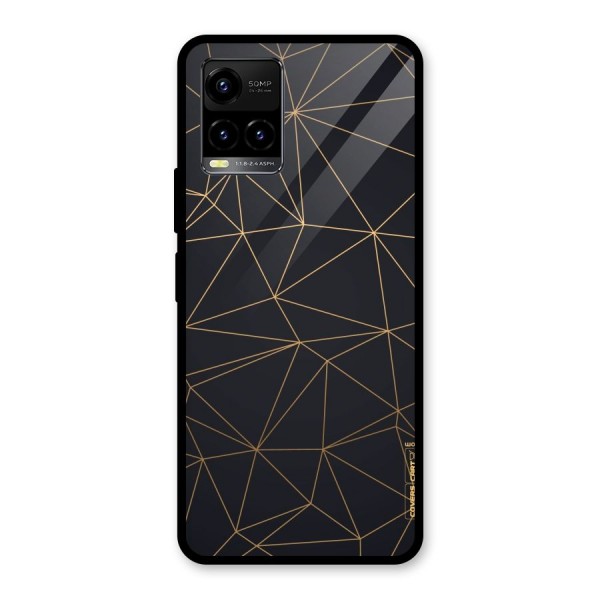 Black Golden Lines Glass Back Case for Vivo Y21A