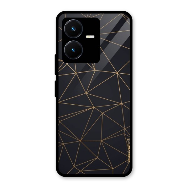 Black Golden Lines Glass Back Case for Vivo Y22