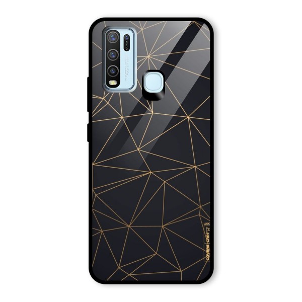 Black Golden Lines Glass Back Case for Vivo Y30