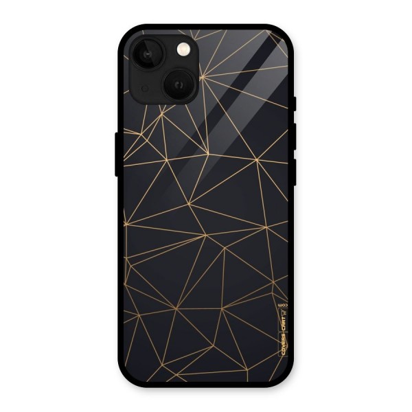 Black Golden Lines Glass Back Case for iPhone 13