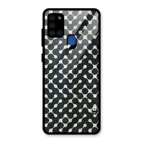 Black Maze Design Glass Back Case for Galaxy A21s