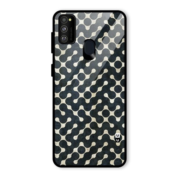 Black Maze Design Glass Back Case for Galaxy M21