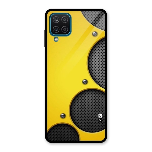 Black Net Yellow Glass Back Case for Galaxy A12