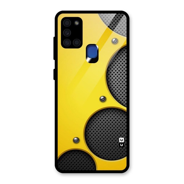 Black Net Yellow Glass Back Case for Galaxy A21s