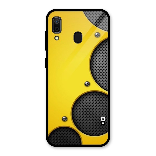 Black Net Yellow Glass Back Case for Galaxy A30