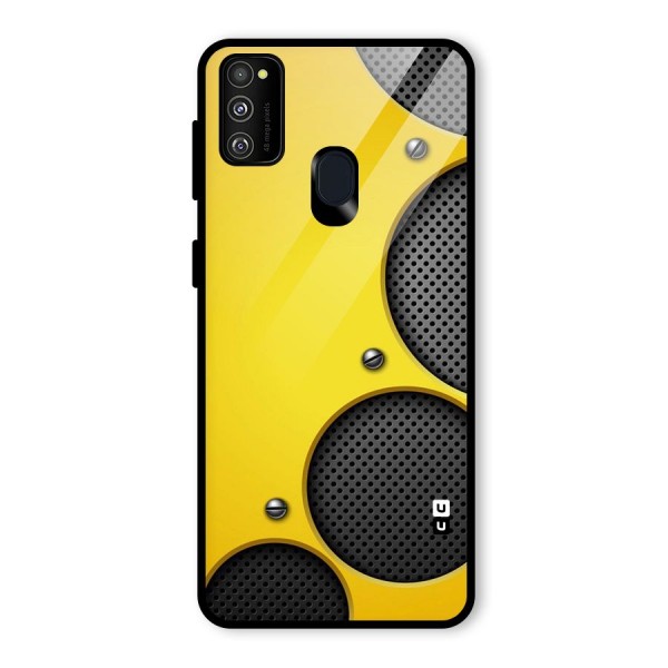 Black Net Yellow Glass Back Case for Galaxy M21