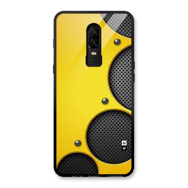 Black Net Yellow Glass Back Case for OnePlus 6