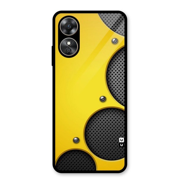 Black Net Yellow Glass Back Case for Oppo A17