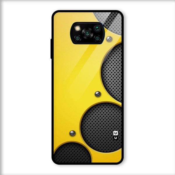 Black Net Yellow Glass Back Case for Poco X3