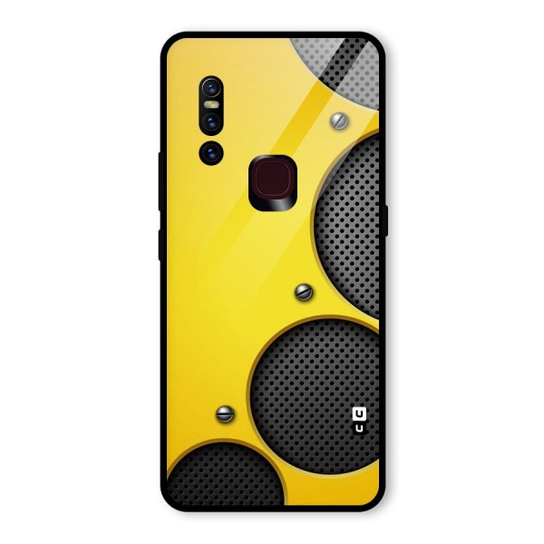 Black Net Yellow Glass Back Case for Vivo V15