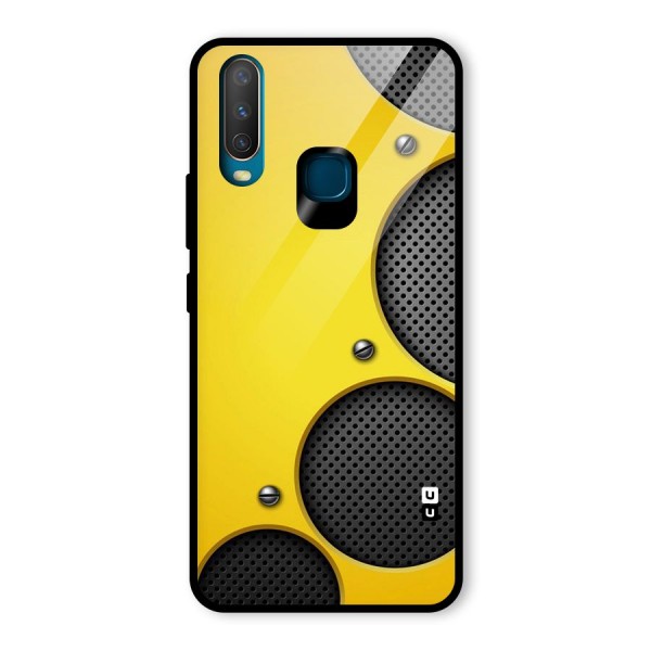 Black Net Yellow Glass Back Case for Vivo Y12