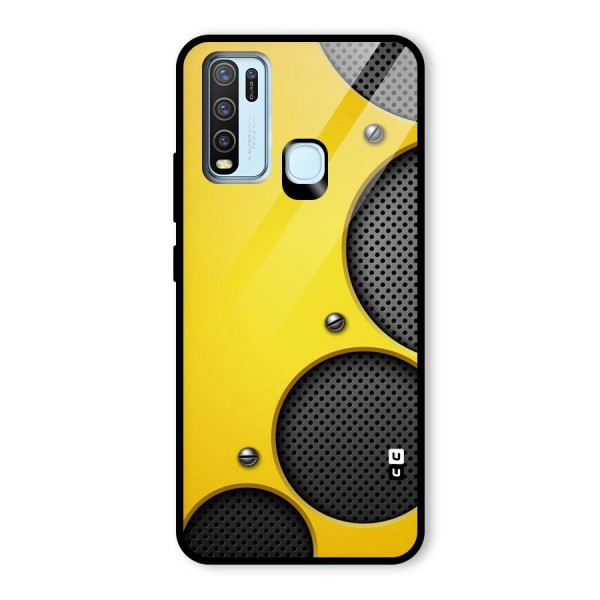 Black Net Yellow Glass Back Case for Vivo Y30