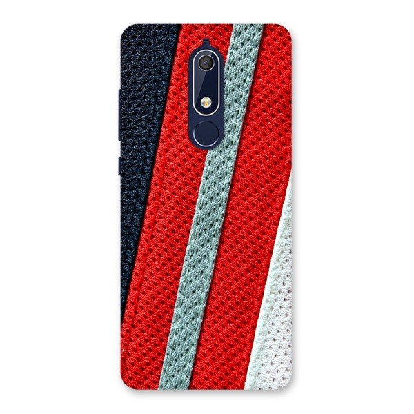 Black Red Grey Stripes Back Case for Nokia 5.1