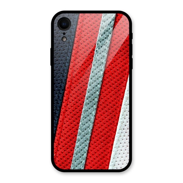 Black Red Grey Stripes Glass Back Case for XR