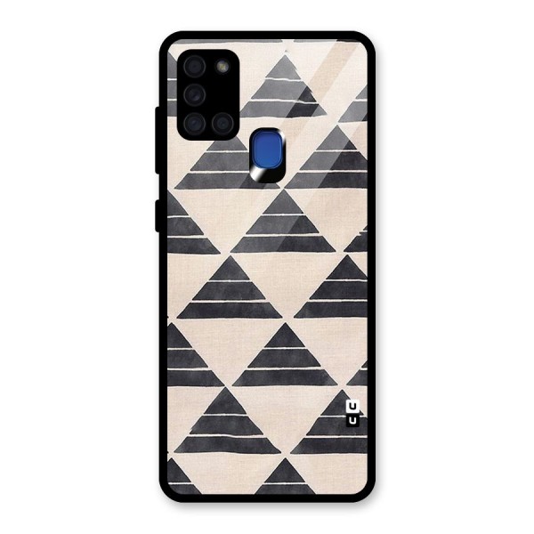 Black Slant Triangles Glass Back Case for Galaxy A21s