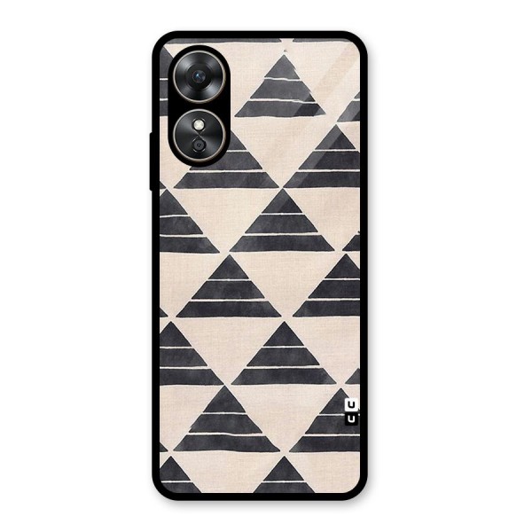 Black Slant Triangles Glass Back Case for Oppo A17