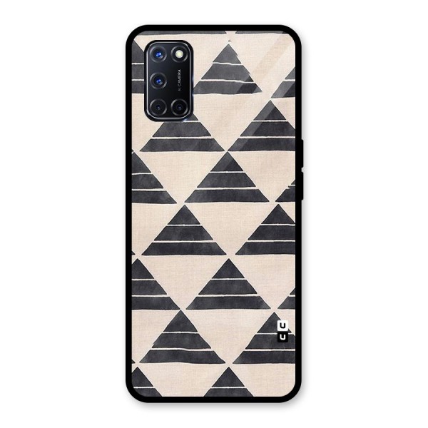 Black Slant Triangles Glass Back Case for Oppo A52