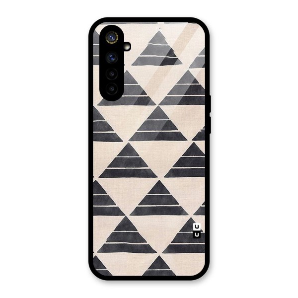 Black Slant Triangles Glass Back Case for Realme 6