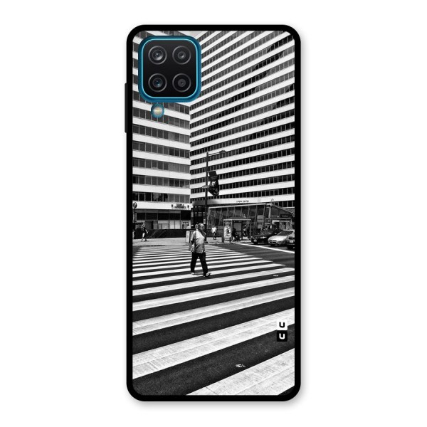 Black White Perspective Glass Back Case for Galaxy A12