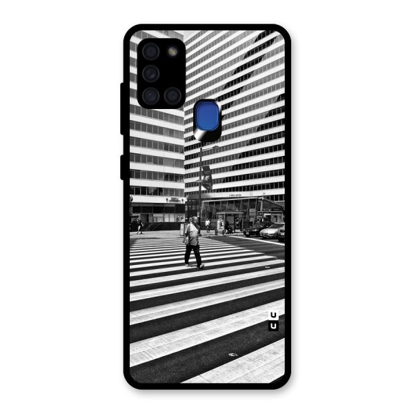 Black White Perspective Glass Back Case for Galaxy A21s