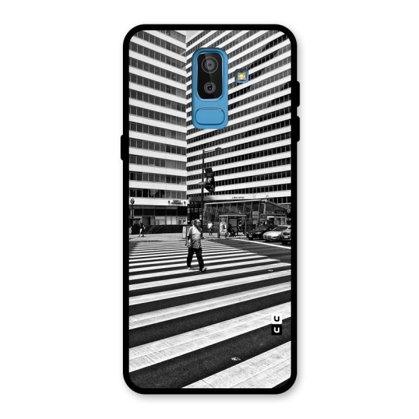 Black White Perspective Glass Back Case for Galaxy J8