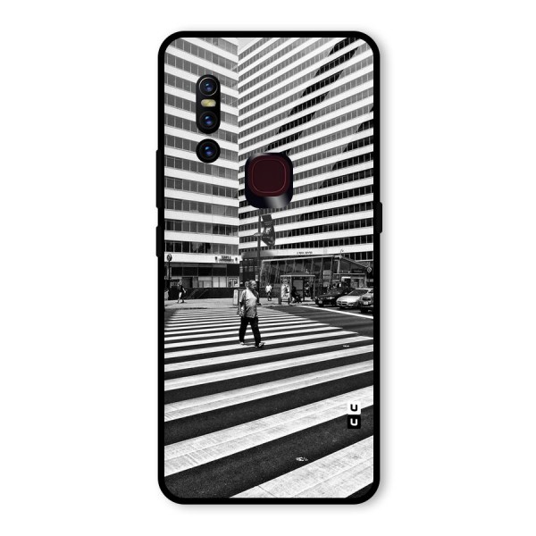 Black White Perspective Glass Back Case for Vivo V15