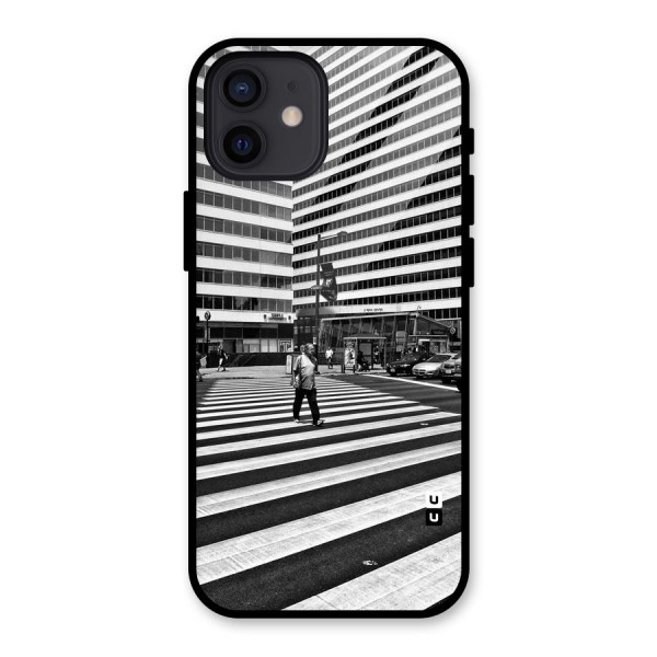 Black White Perspective Glass Back Case for iPhone 12