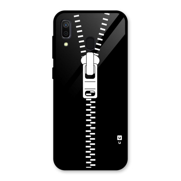 Black Zipper Glass Back Case for Galaxy A30