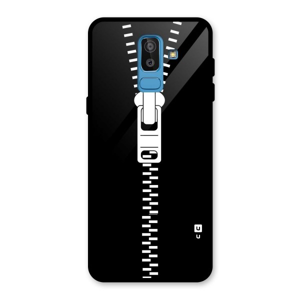 Black Zipper Glass Back Case for Galaxy J8