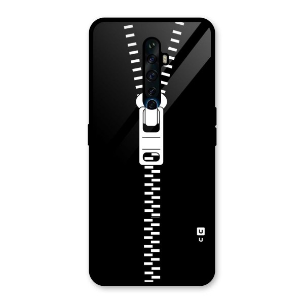 Black Zipper Glass Back Case for Oppo Reno2 Z