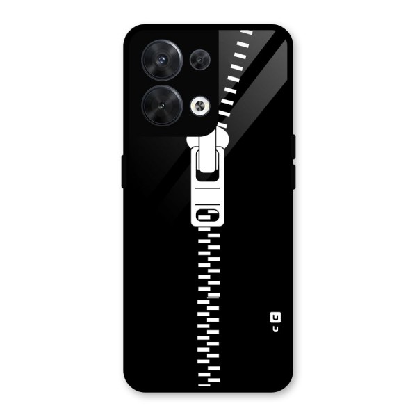 Black Zipper Glass Back Case for Oppo Reno8 5G