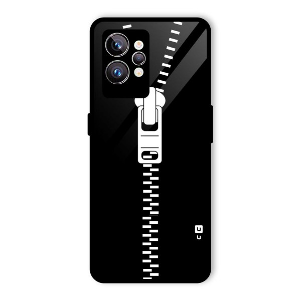 Black Zipper Glass Back Case for Realme GT2 Pro