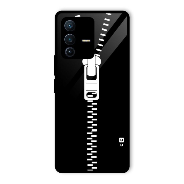 Black Zipper Glass Back Case for Vivo V23 Pro