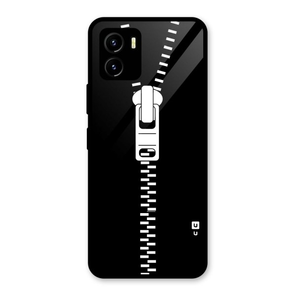 Black Zipper Glass Back Case for Vivo Y15s