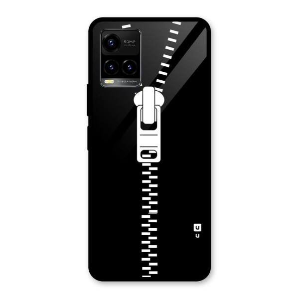 Black Zipper Glass Back Case for Vivo Y21 2021