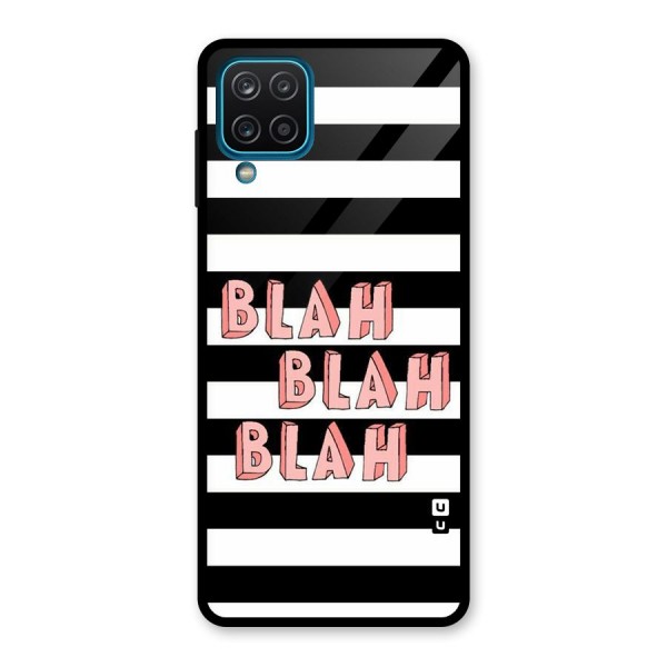 Blah Bold Stripes Glass Back Case for Galaxy A12