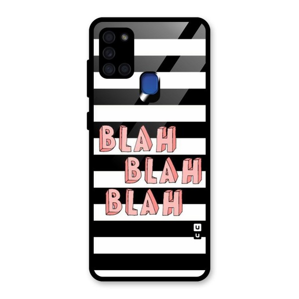 Blah Bold Stripes Glass Back Case for Galaxy A21s