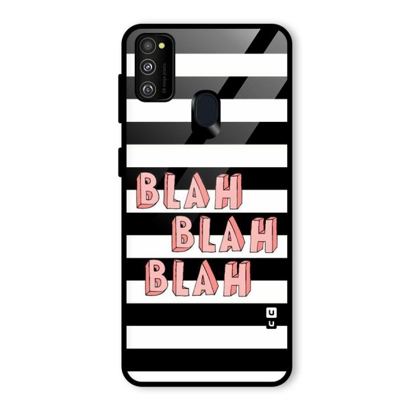 Blah Bold Stripes Glass Back Case for Galaxy M21