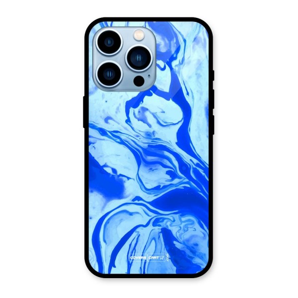 Blaze Blue Marble Texture Glass Back Case for iPhone 13 Pro