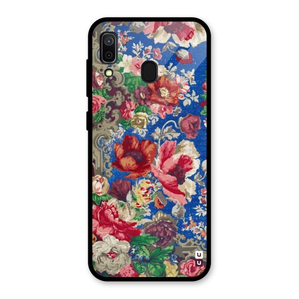 Block Printed Flowers Glass Back Case for Galaxy A30