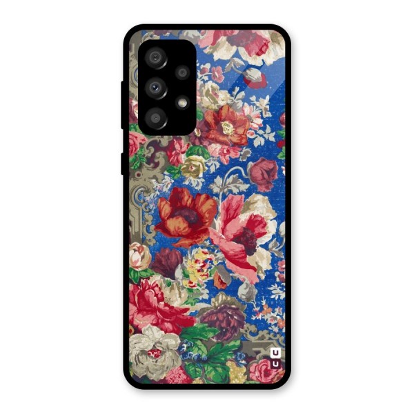 Block Printed Flowers Glass Back Case for Galaxy A32