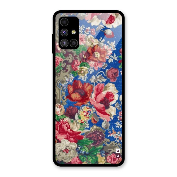 Block Printed Flowers Glass Back Case for Galaxy M51