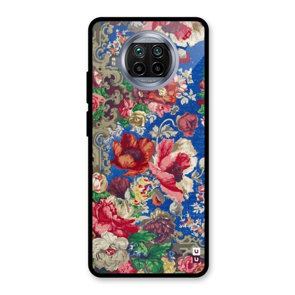 Block Printed Flowers Glass Back Case for Mi 10i